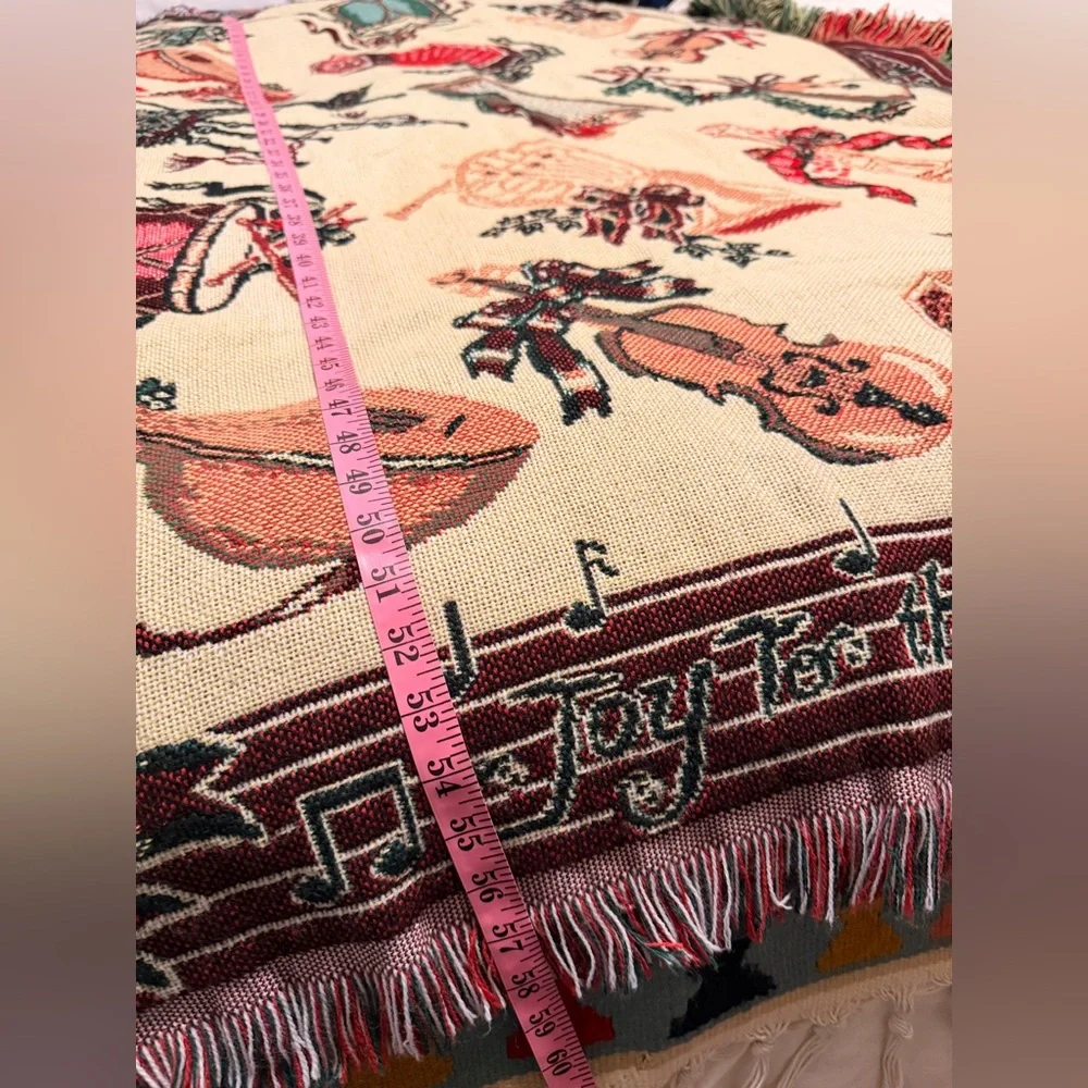 Vintage Christmas tapestry throw blanket